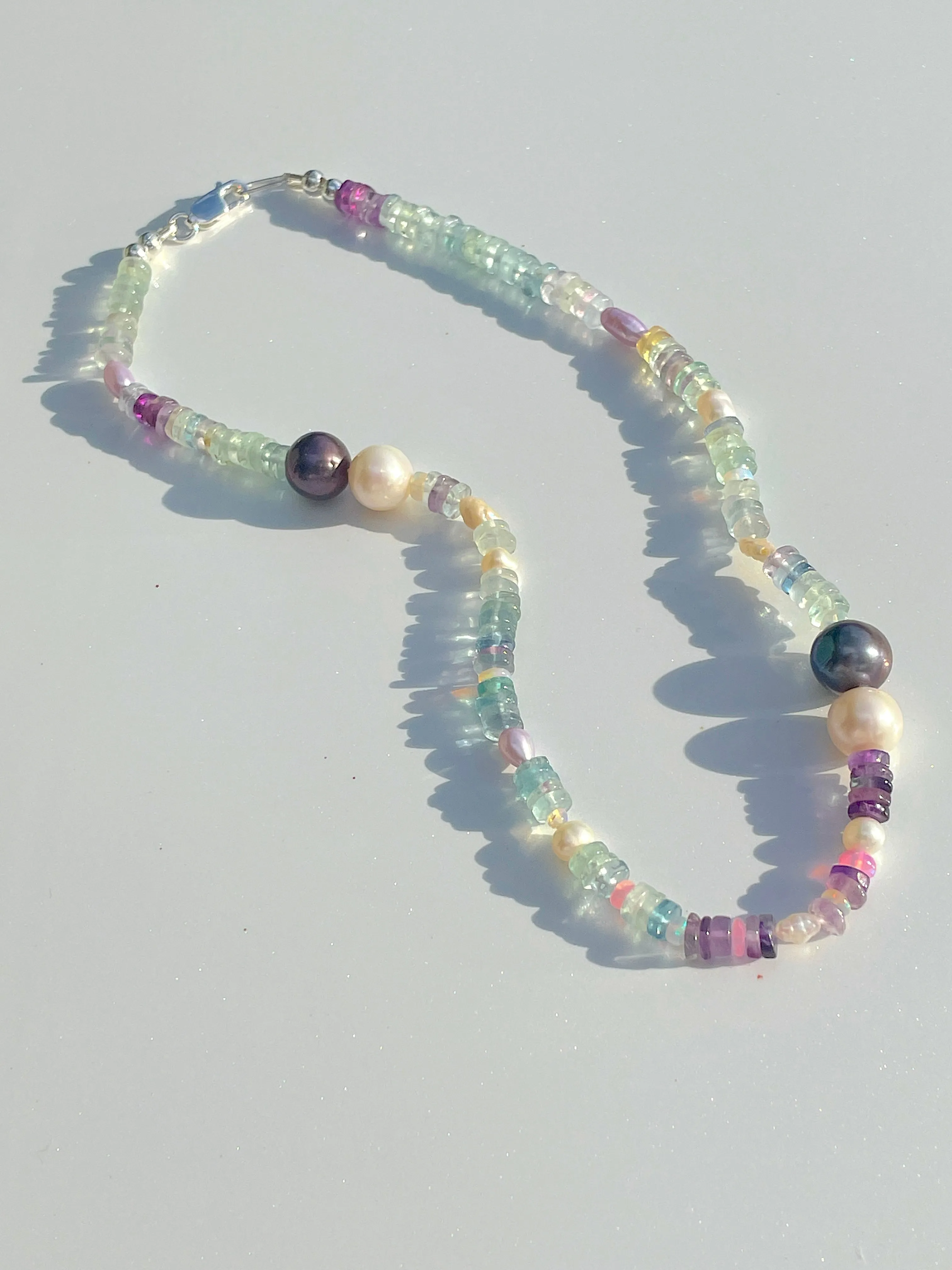 Bold Fluorite with Akoya & Tahitian Pearl Choker Necklace