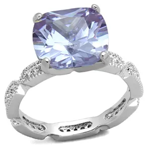 Brass Ring with AAA Grade CZ in Light Amethyst for Women Style LO3195