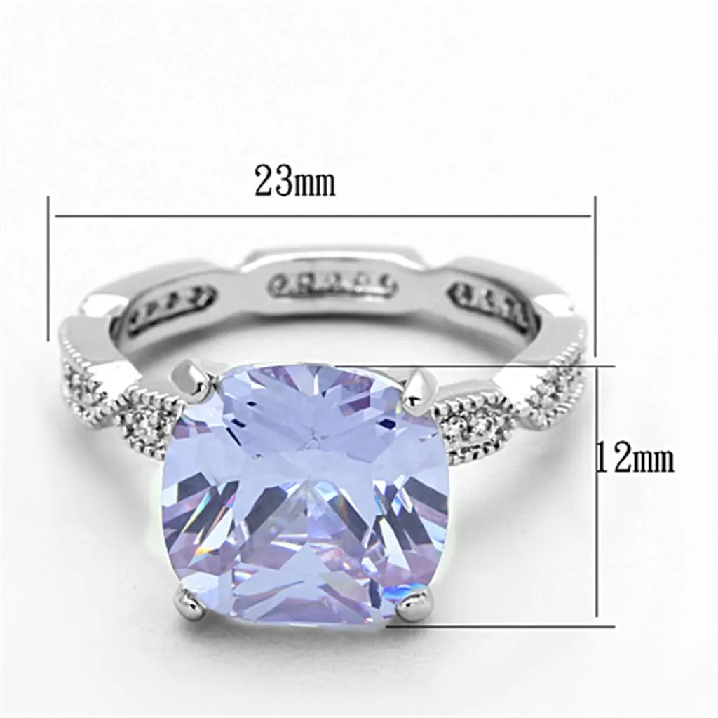 Brass Ring with AAA Grade CZ in Light Amethyst for Women Style LO3195