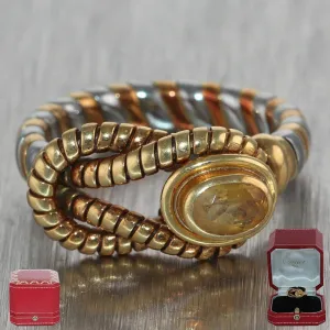 Cartier 18k Yellow Gold Stainless Steel Hercules Knot Citrine Ring