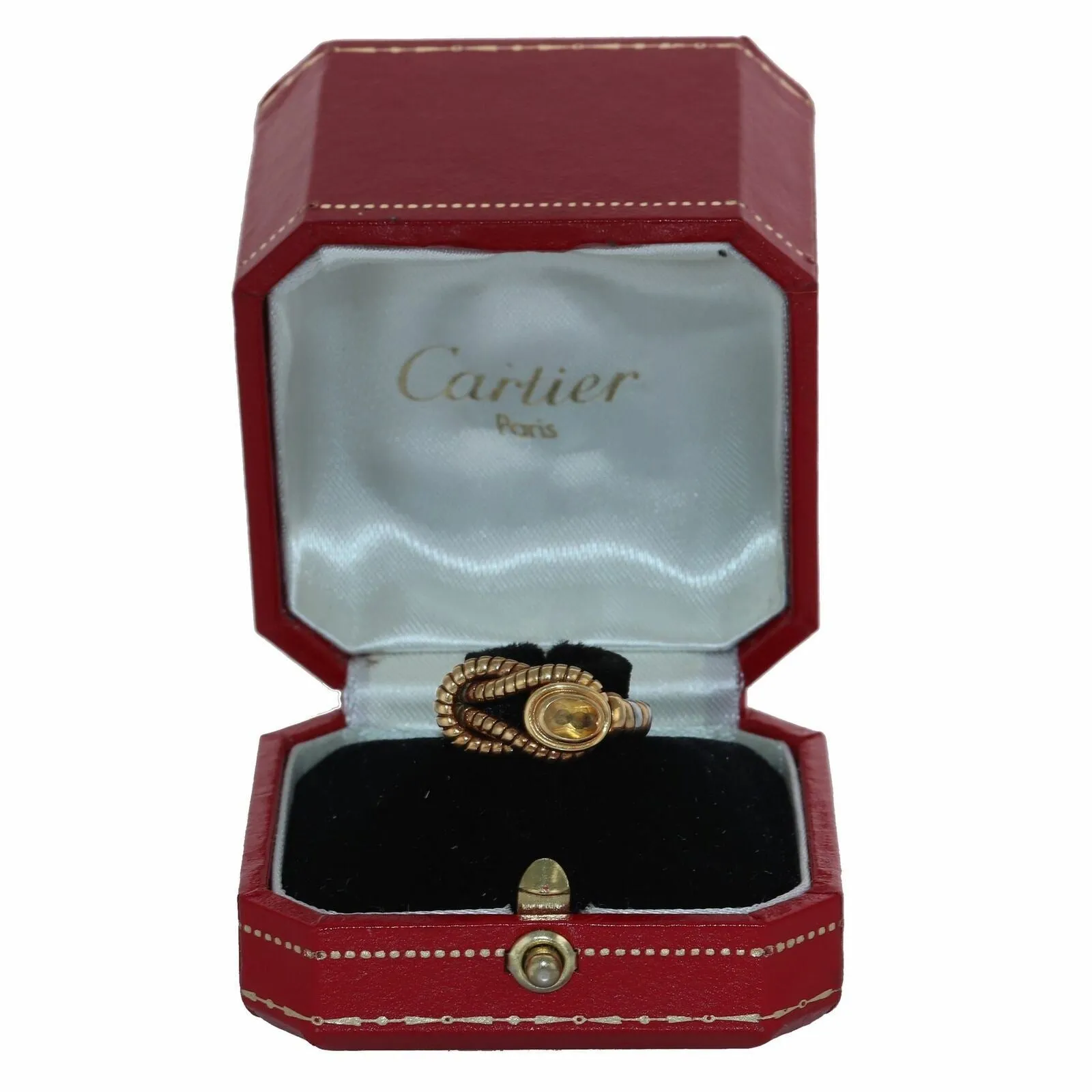 Cartier 18k Yellow Gold Stainless Steel Hercules Knot Citrine Ring