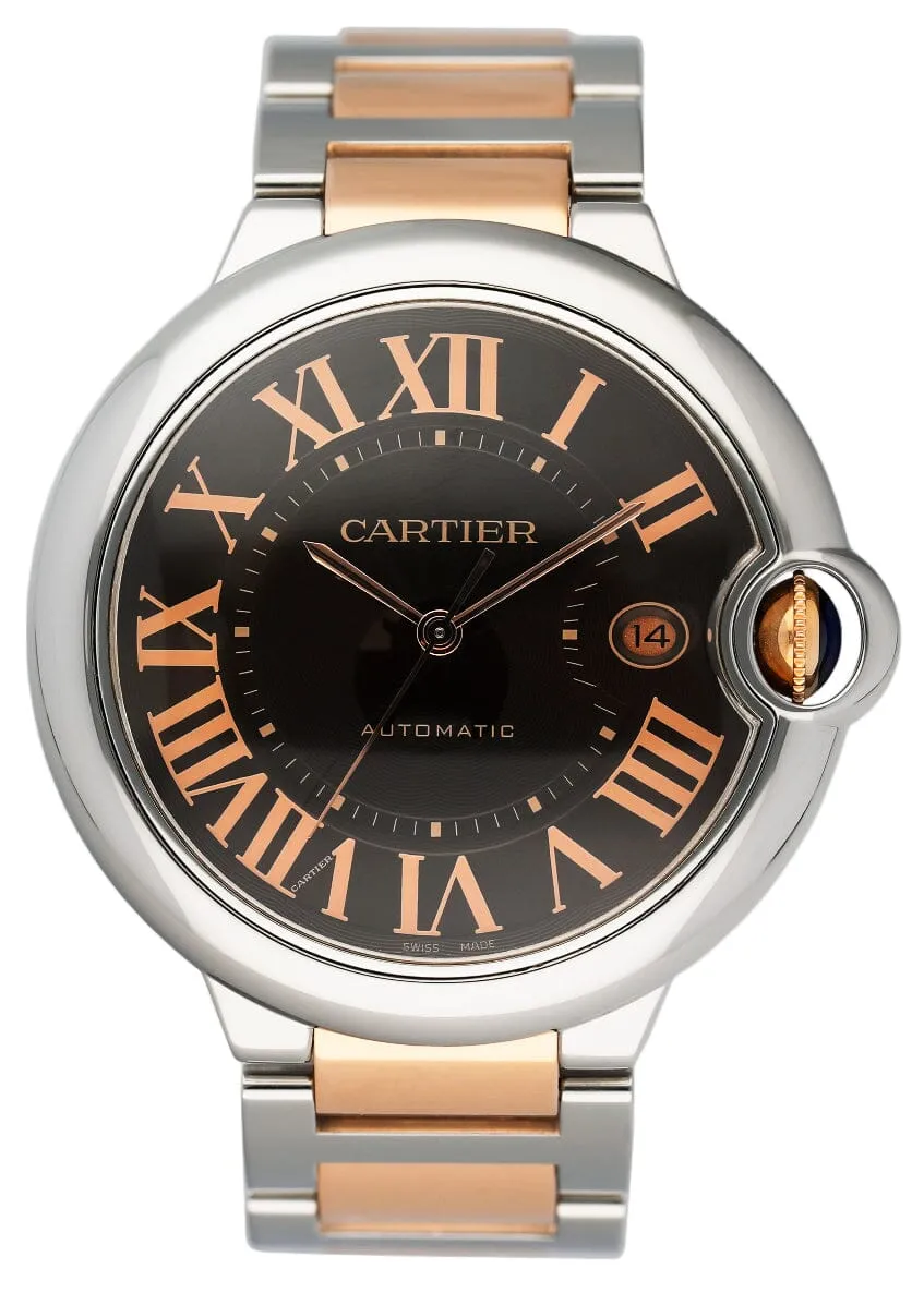 Cartier Ballon Bleu W6920032 Chocolate Dial Two-Tone Rose Gold Mens Watch