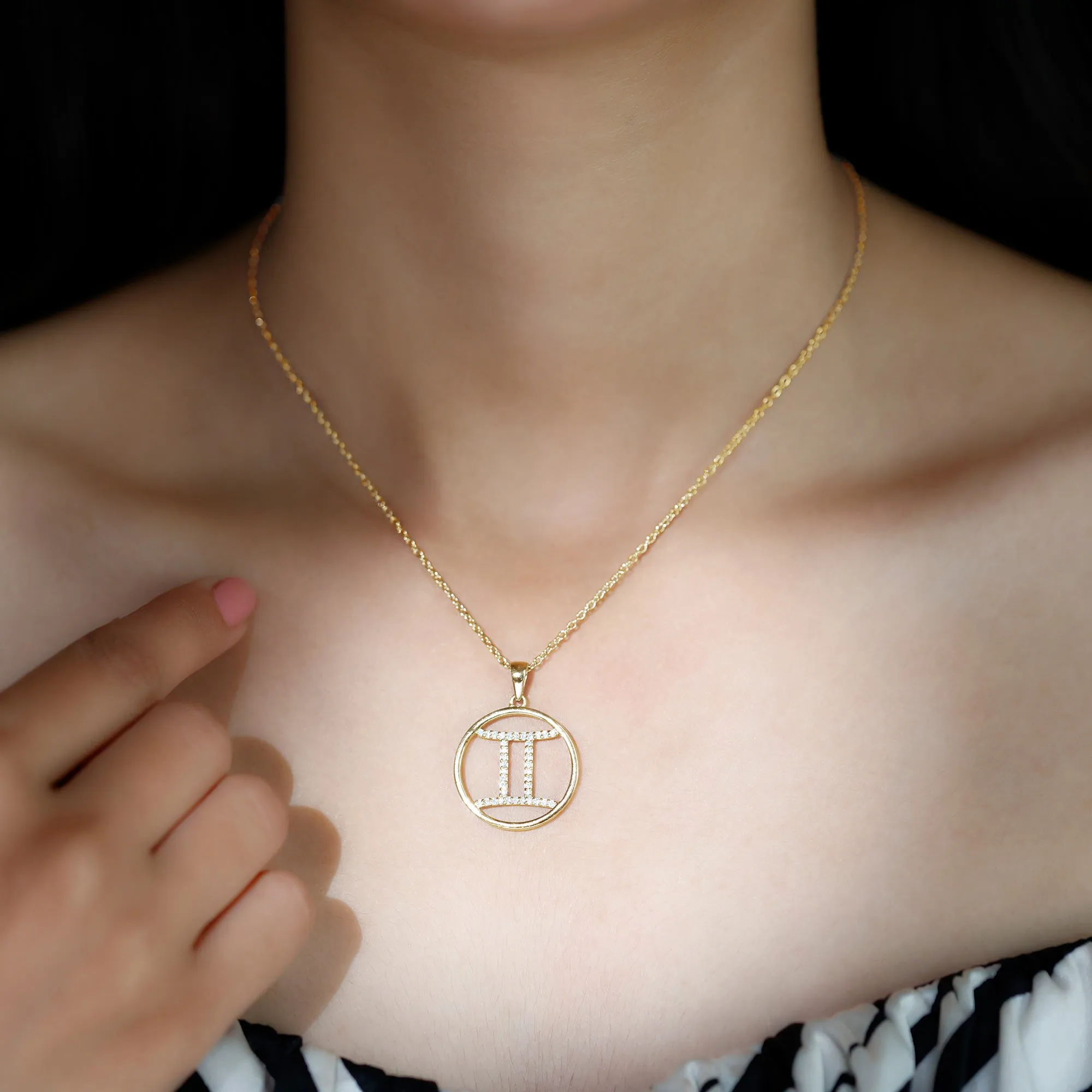 Certified Moissanite Gemini Zodiac Sign Pendant Necklace