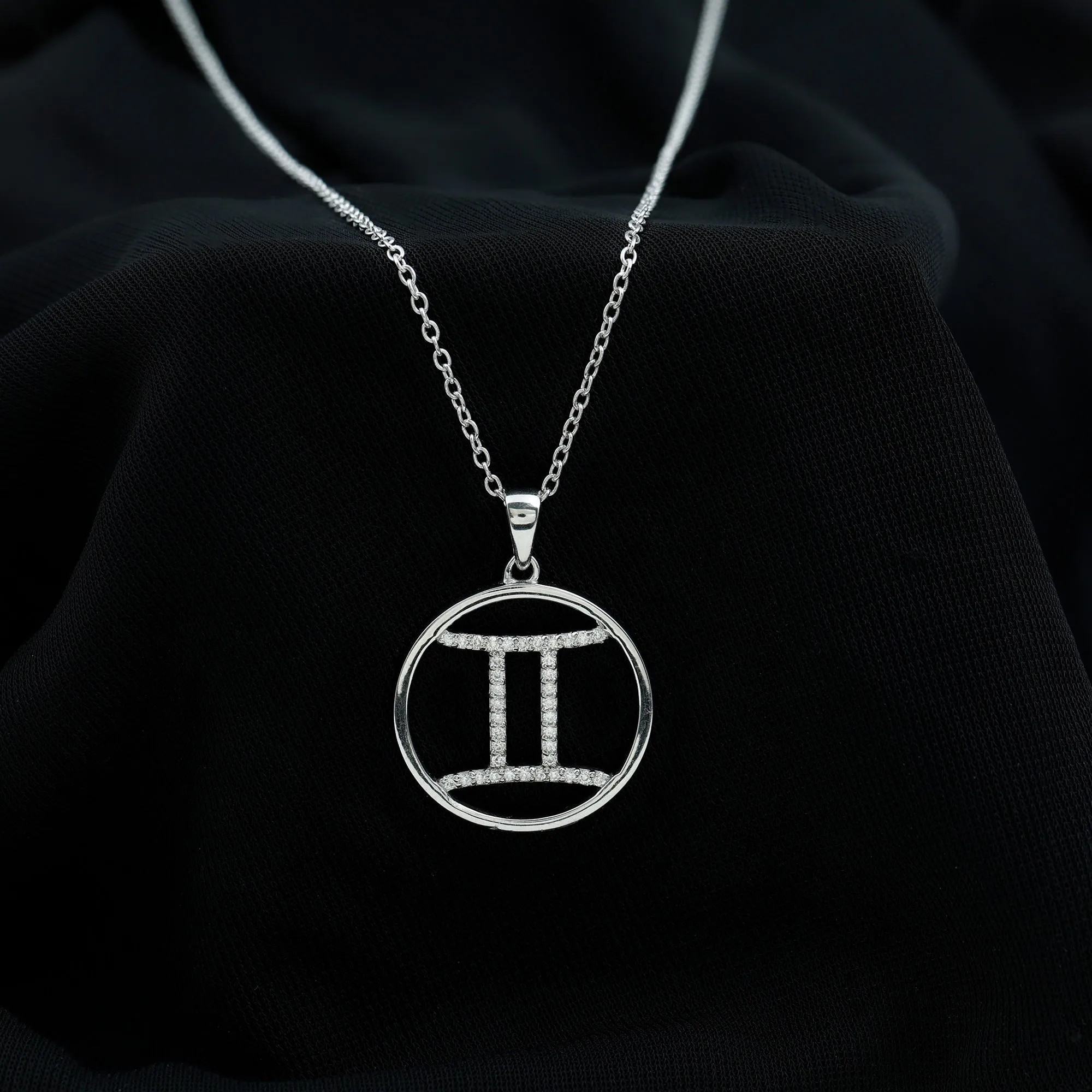 Certified Moissanite Gemini Zodiac Sign Pendant Necklace