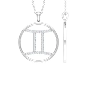 Certified Moissanite Gemini Zodiac Sign Pendant Necklace