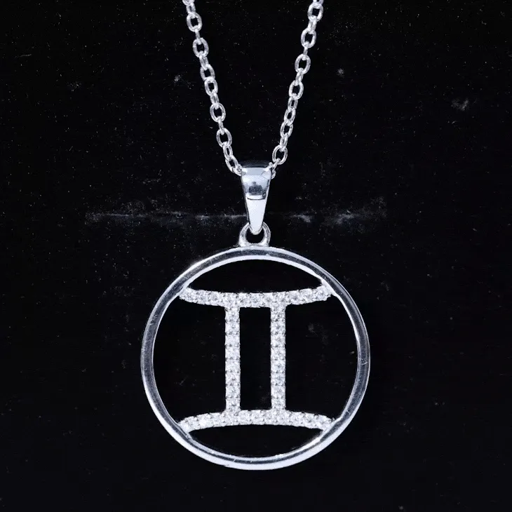 Certified Moissanite Gemini Zodiac Sign Pendant Necklace