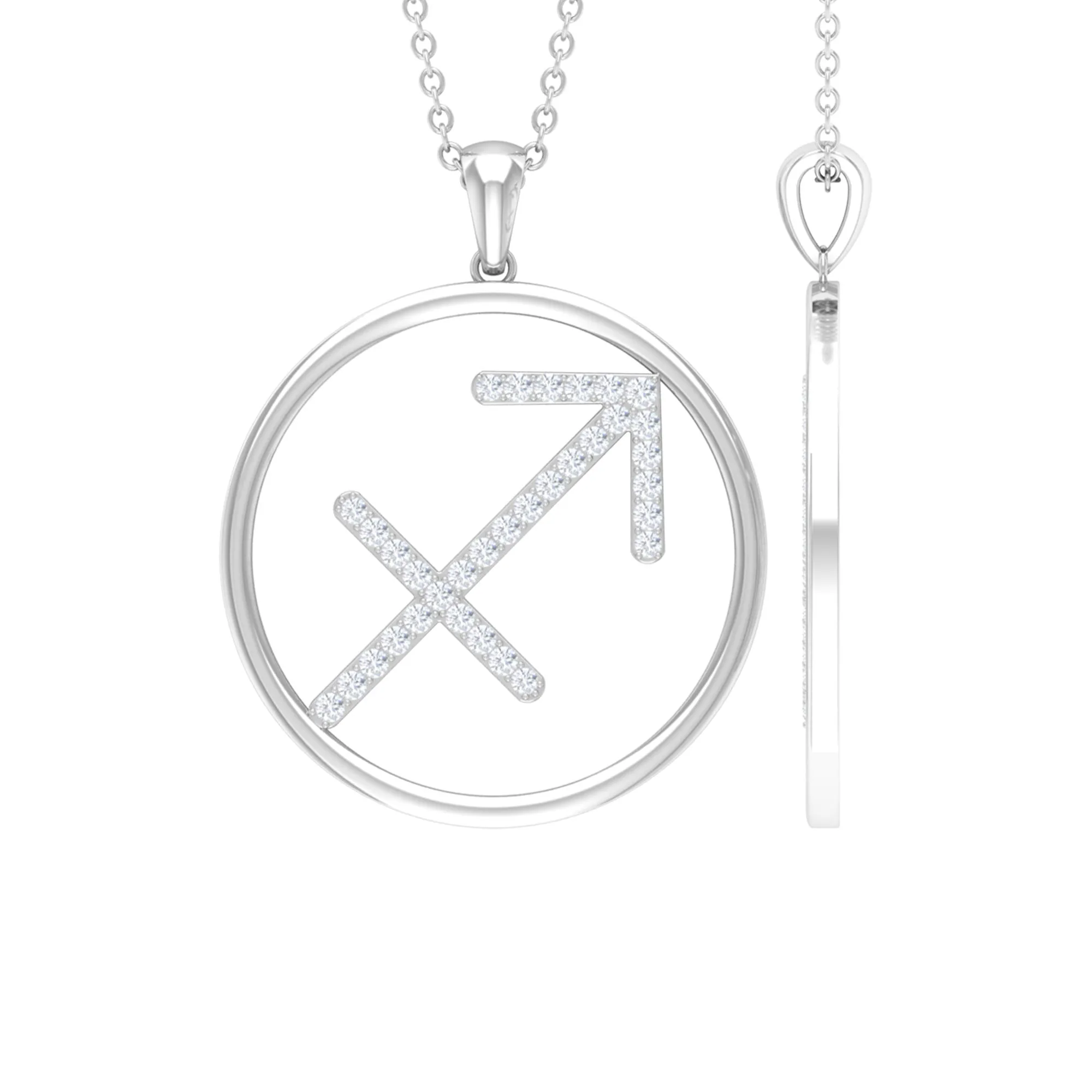 Certified Moissanite Sagittarius Zodiac Sign Pendant Necklace