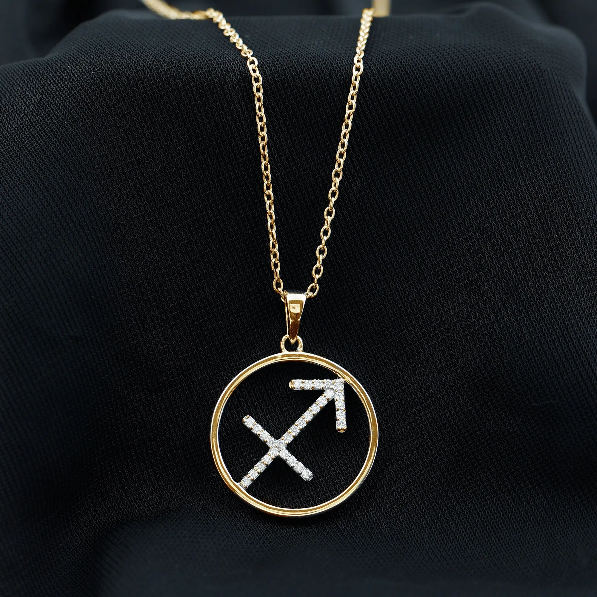 Certified Moissanite Sagittarius Zodiac Sign Pendant Necklace