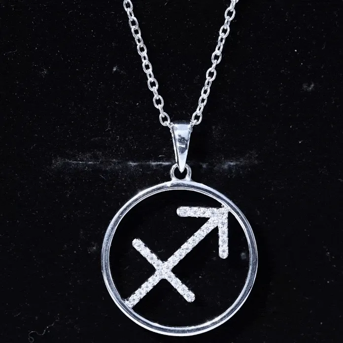 Certified Moissanite Sagittarius Zodiac Sign Pendant Necklace