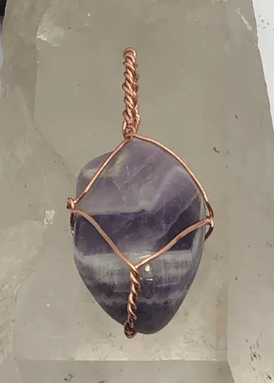 Chevron Amethyst Crystal Copper Pendant