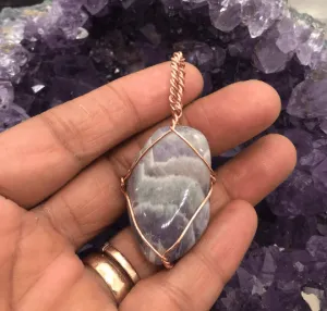 Chevron Amethyst Crystal Copper Pendant