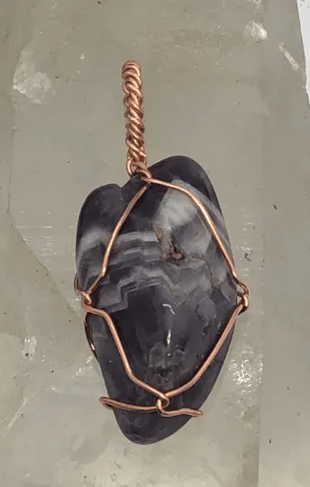 Chevron Amethyst Crystal Copper Pendant