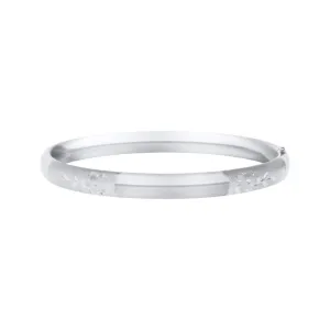 Child Sterling Silver Floral Signet Bangle