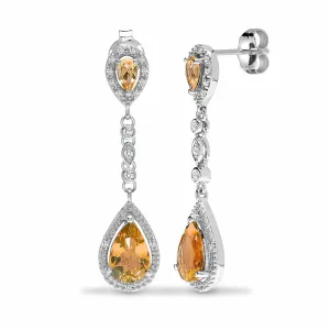 CITRINE DROP EARRINGS IN 9K WHITE GOLD