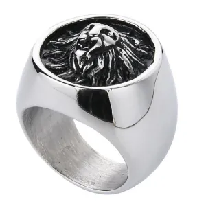 Classy Men Lion Signet Ring Silver