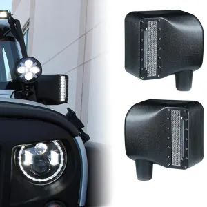 Clear Lens LED Side Mirror with White Spot Lights and Amber Turn Signal Lights