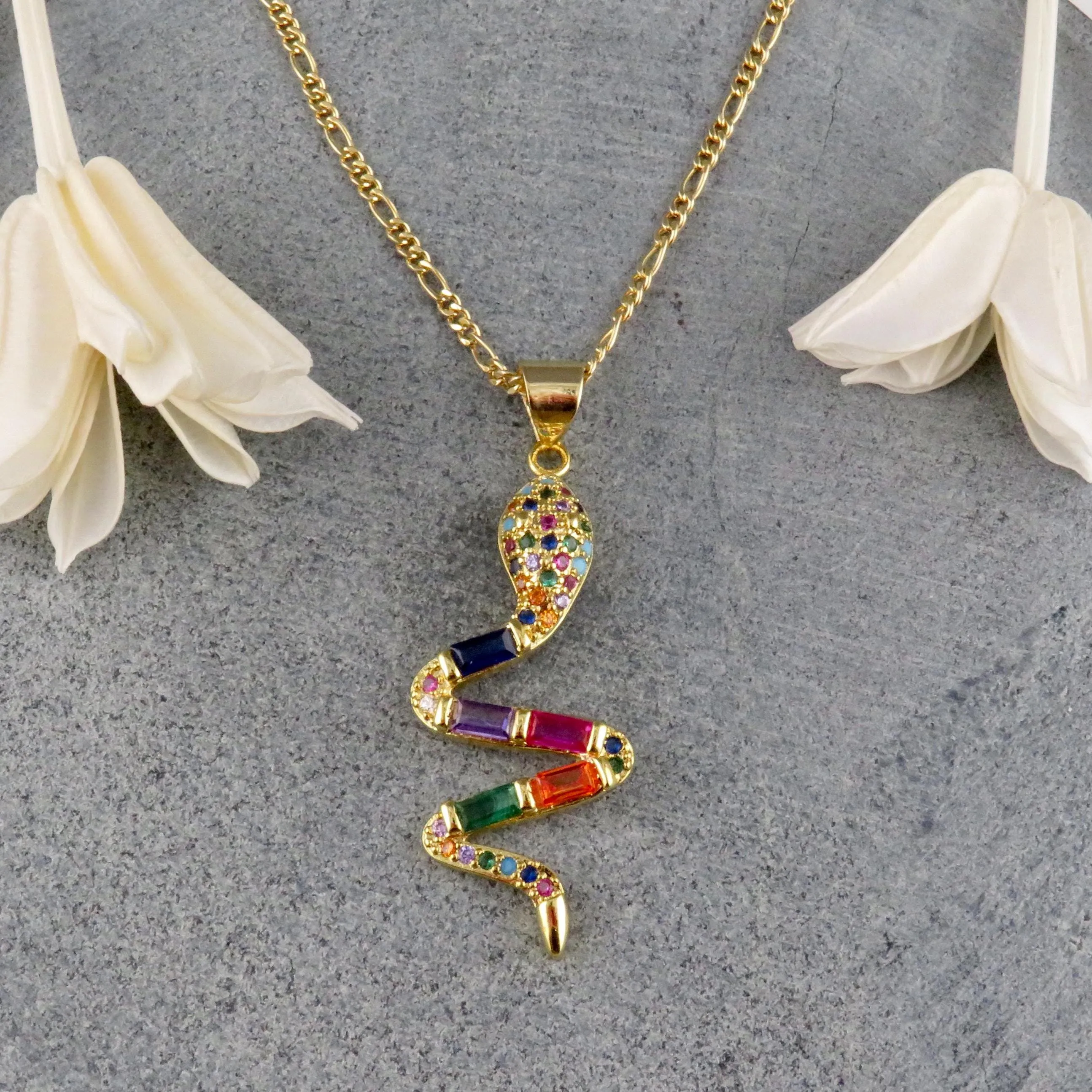 Colorful Gold Snake Necklace