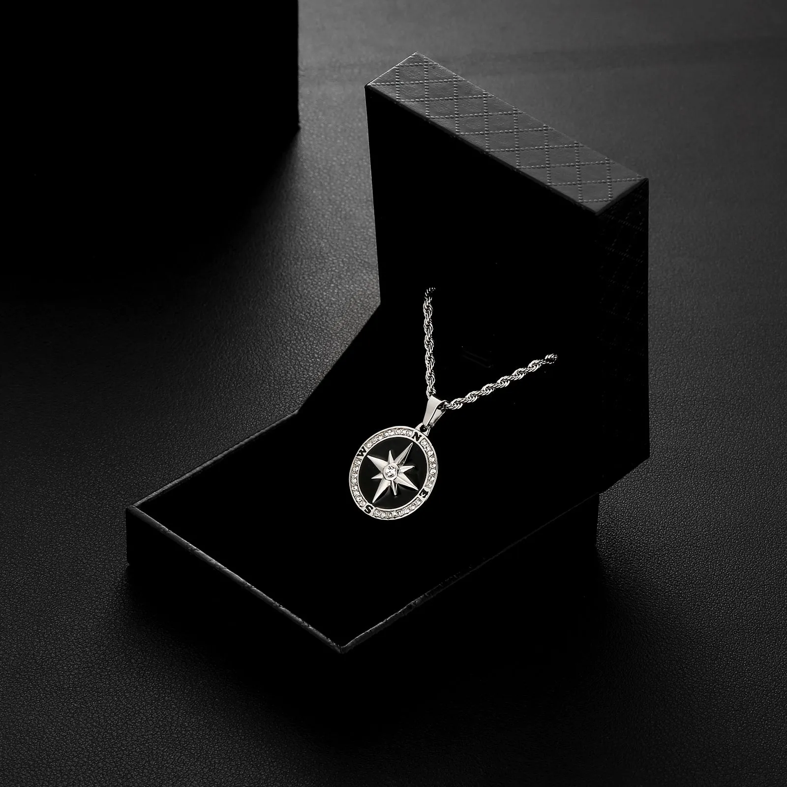 Compass Coin Pendant Necklace for Men CPBK