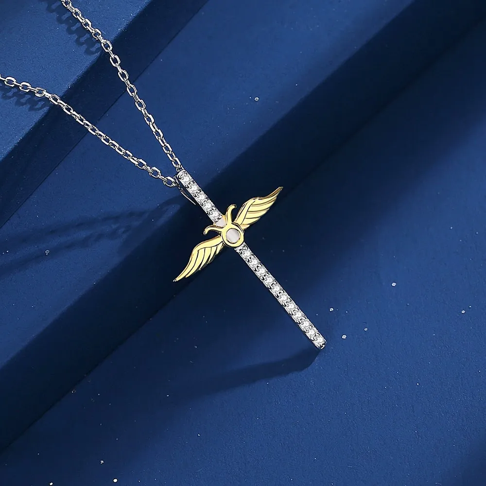 Constellation Zodiac Cross Necklace Jewelry