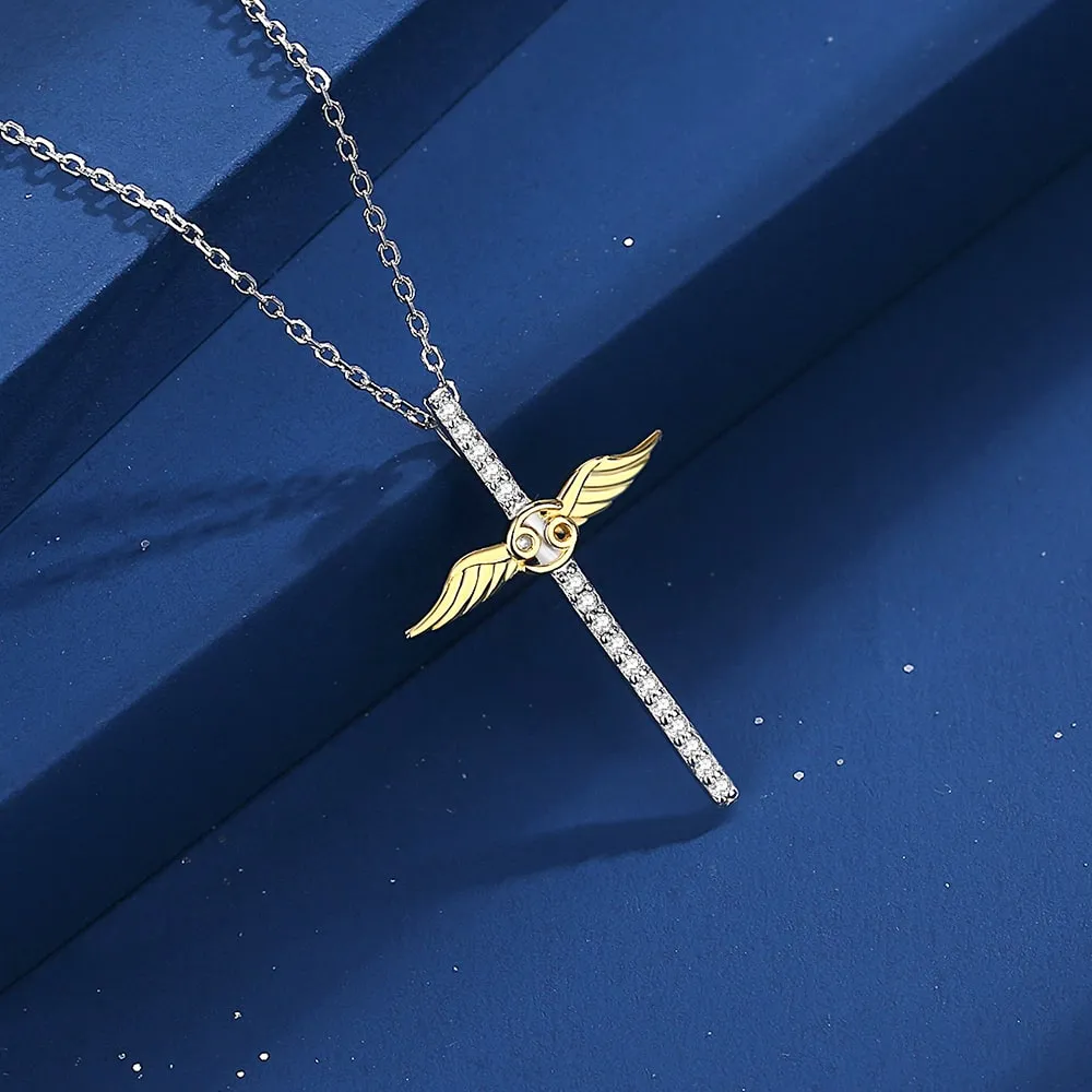 Constellation Zodiac Cross Necklace Jewelry