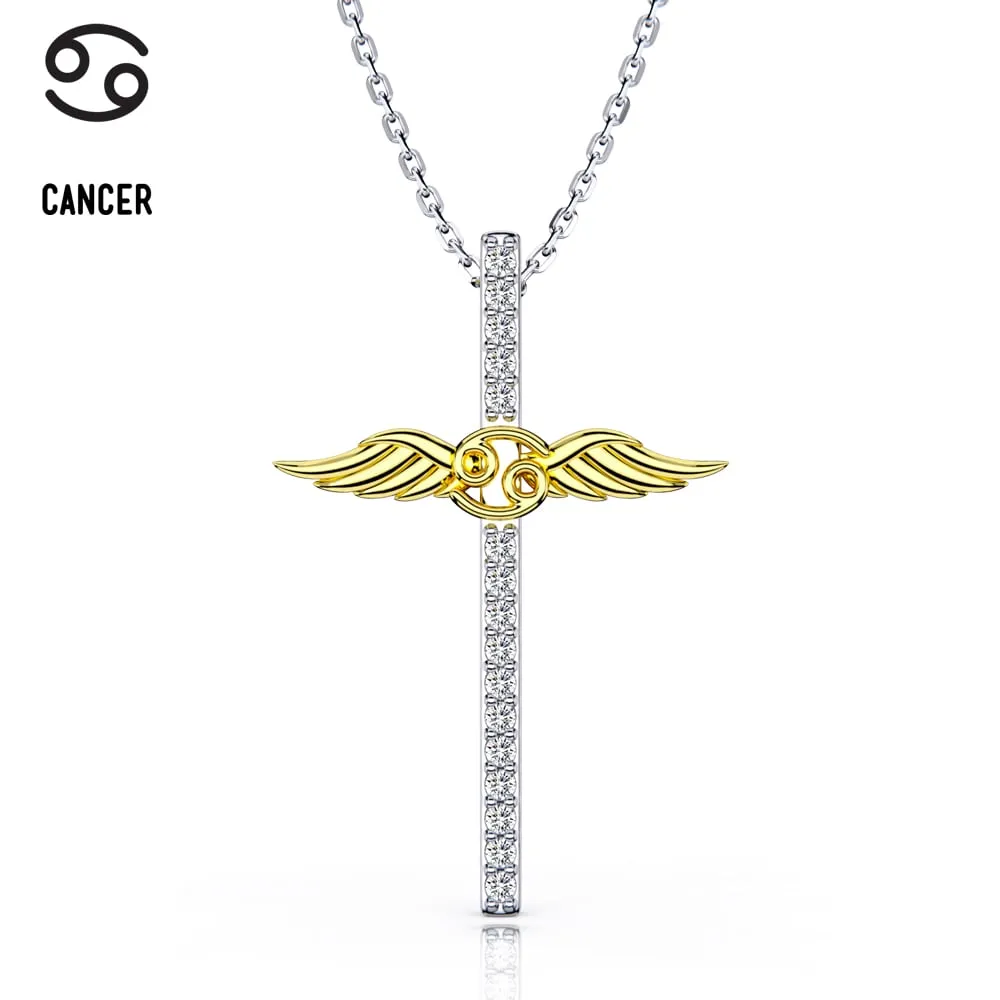 Constellation Zodiac Cross Necklace Jewelry