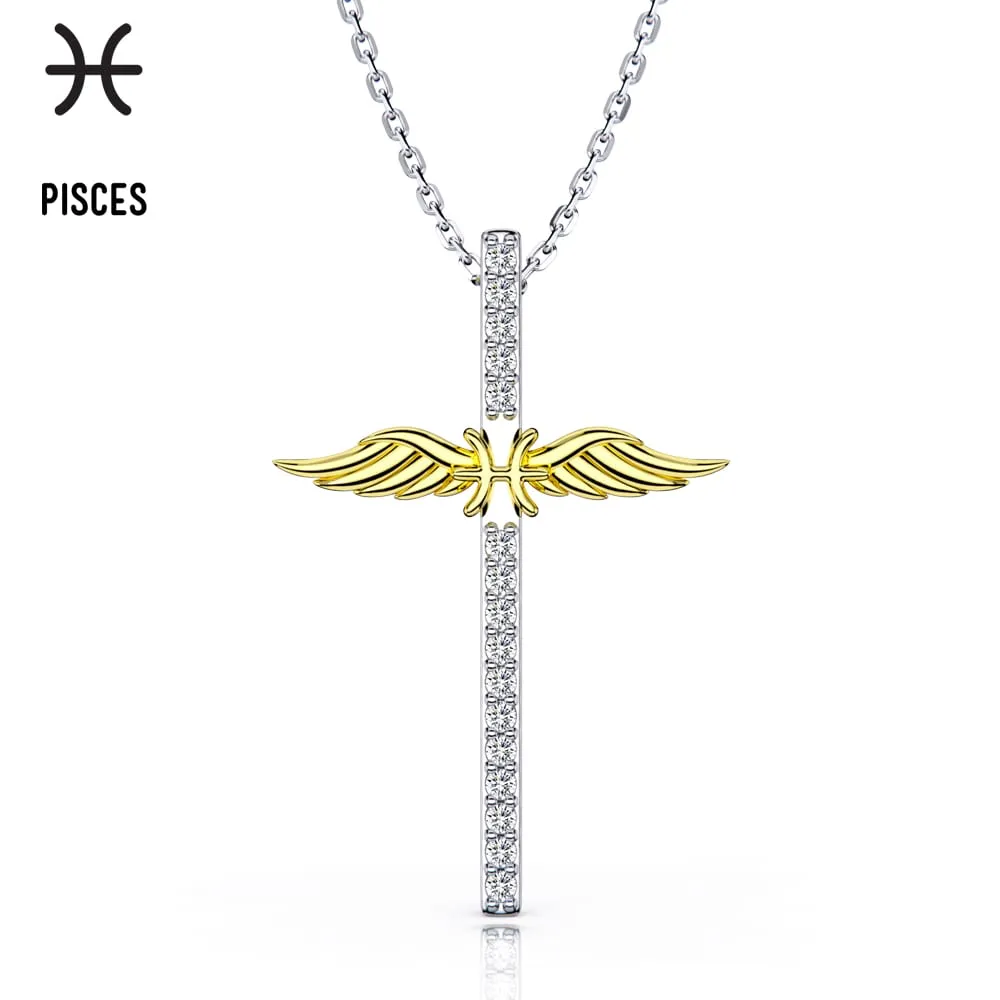 Constellation Zodiac Cross Necklace Jewelry