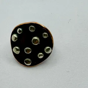 Copper disc ring with silver dots