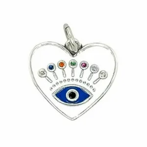 D1160 White Heart Eye Pendant