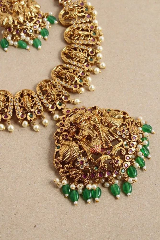 Dasavatharam Green Beaded Necklace