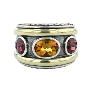 David Yurman Citrine and Rhodolite Renaissance Ring