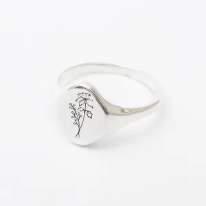 December Birth Flower Signet Ring