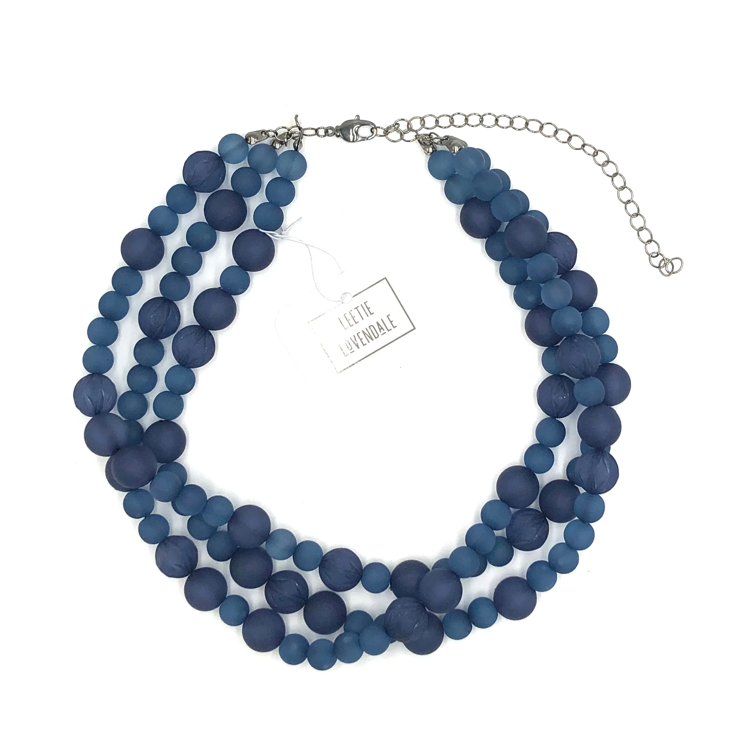 Denim Blue Carved Frosted Morgan Necklace