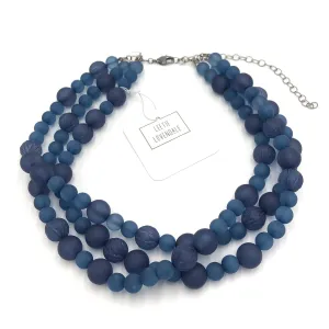 Denim Blue Carved Frosted Morgan Necklace