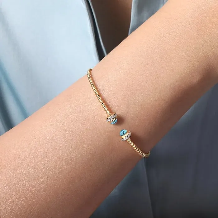 Diamond and Blue Topaz Bujukan Open Bangle