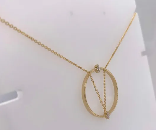 Diamond Circle with V Design Necklace