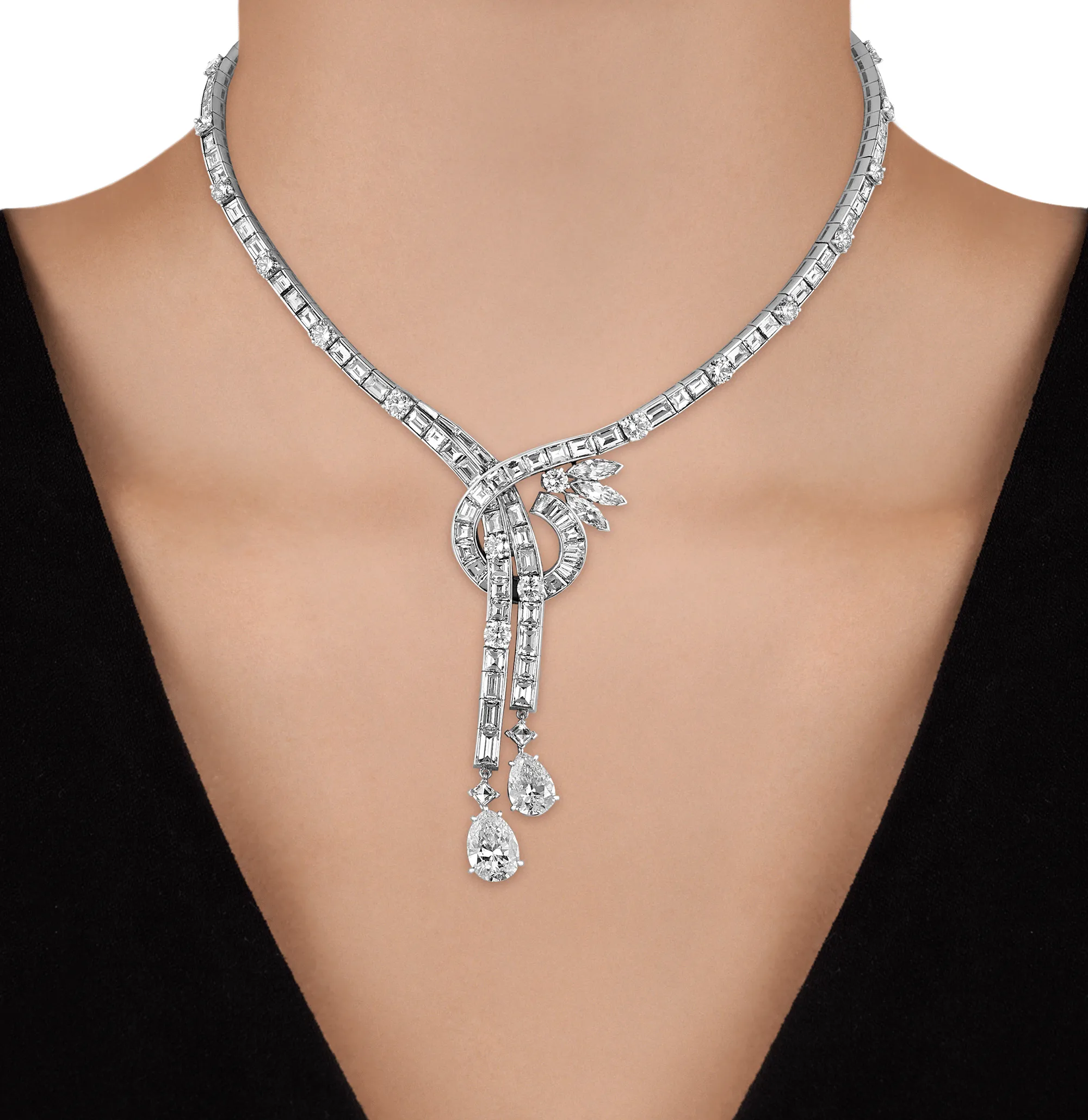 Diamond Lariat Necklace, 36.77 Carats