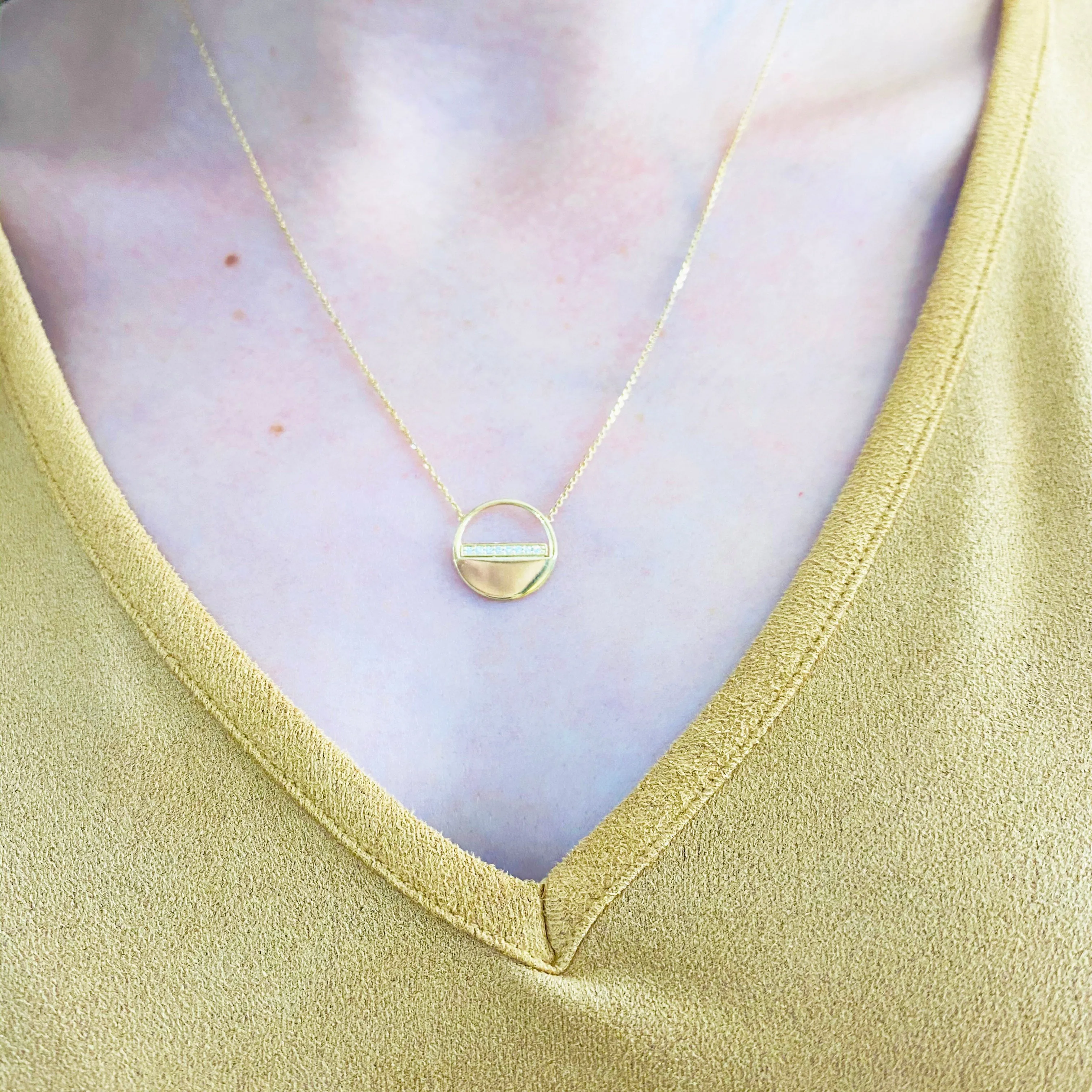 Diamond Open Disk Necklace