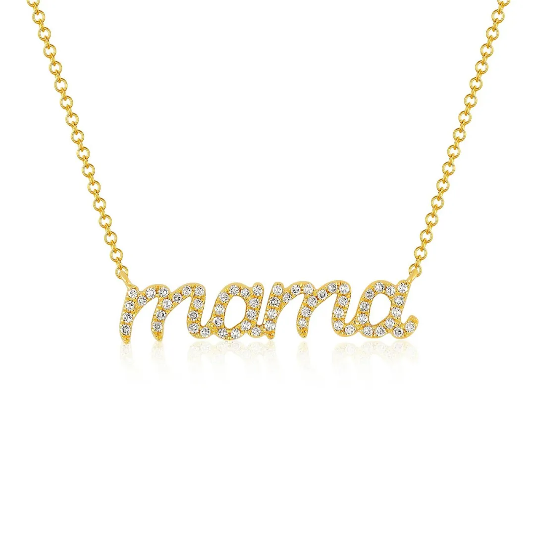 Diamond Script Font MAMA Necklace