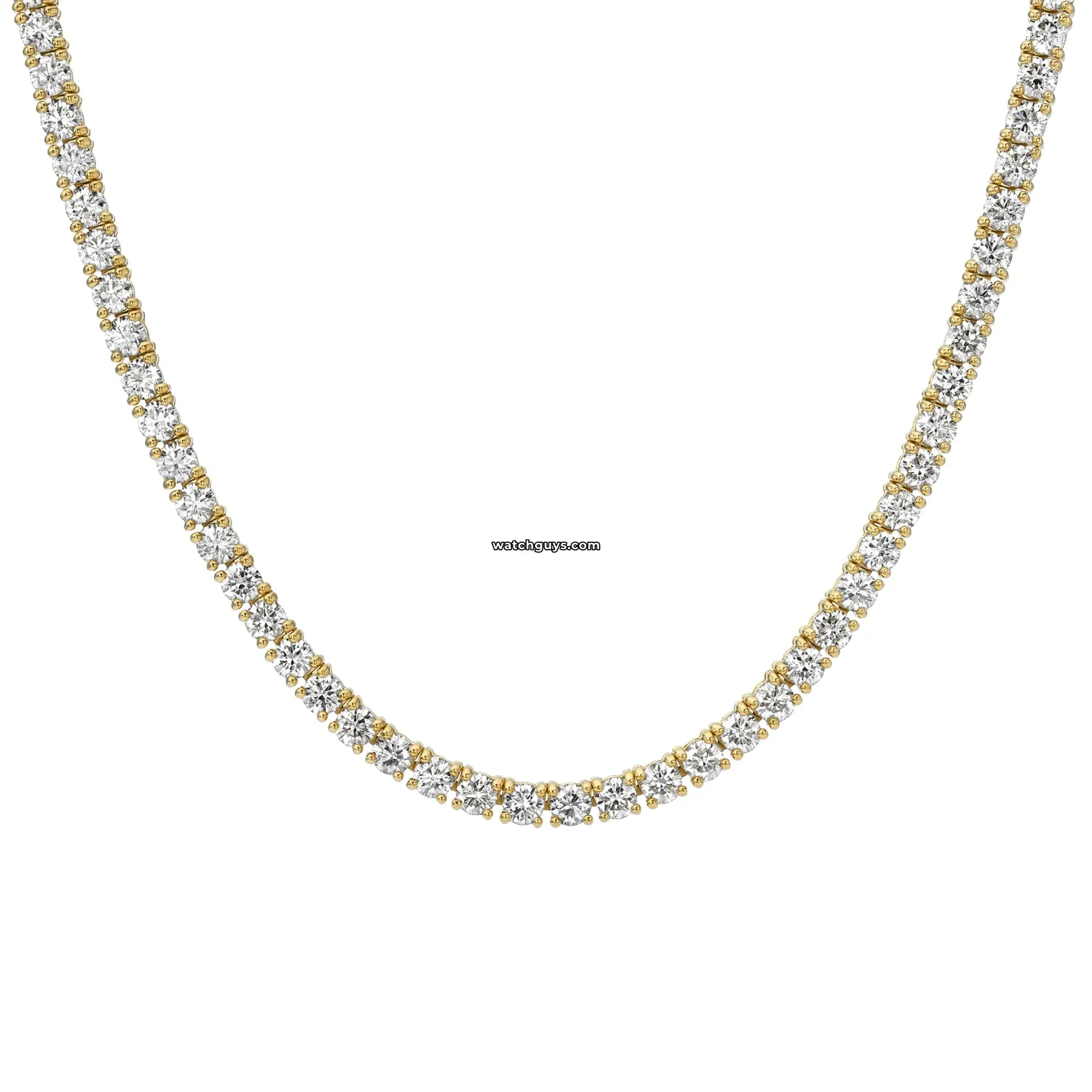 Diamond Tennis Necklace 9.81 Carat TW 18k Yellow Gold