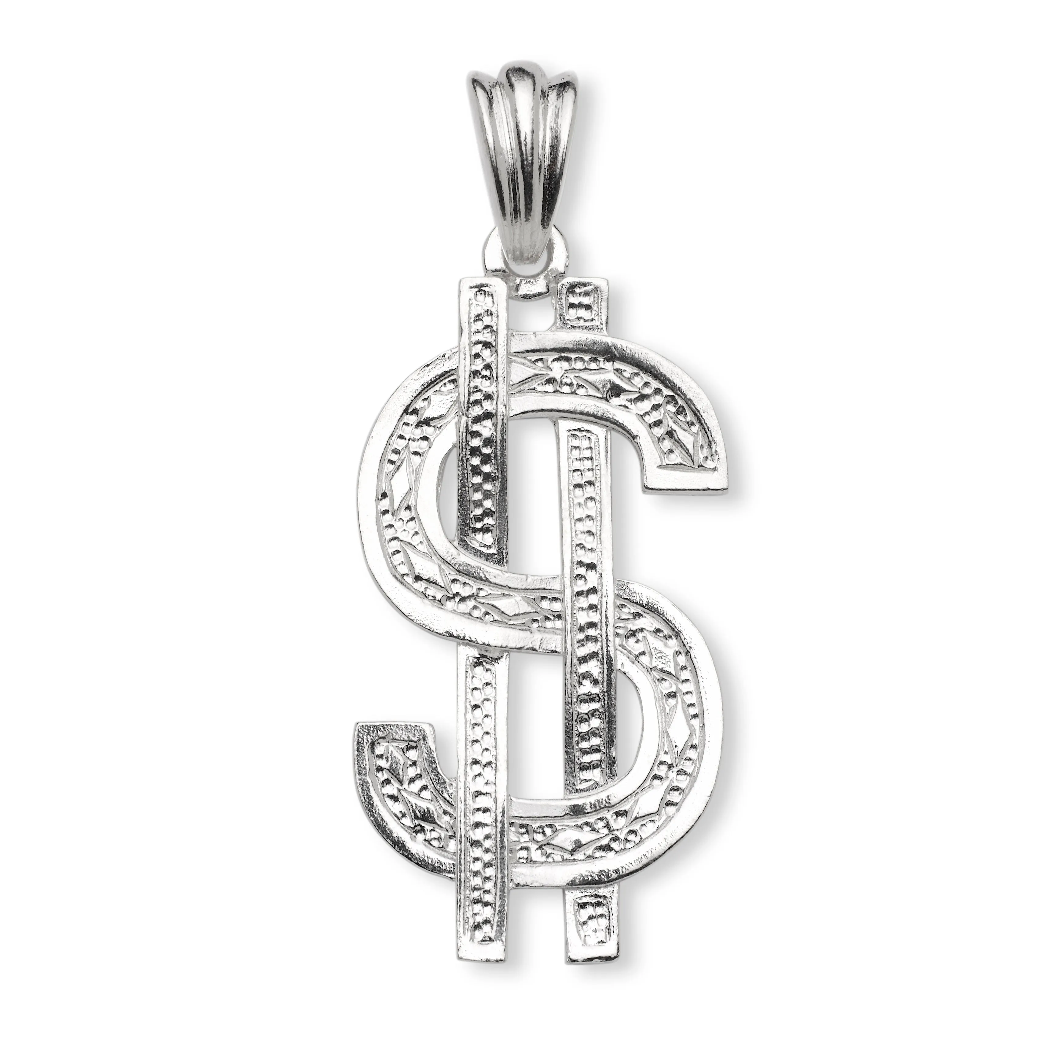 Dollar Sign 925 Sterling Silver Pendant Necklace