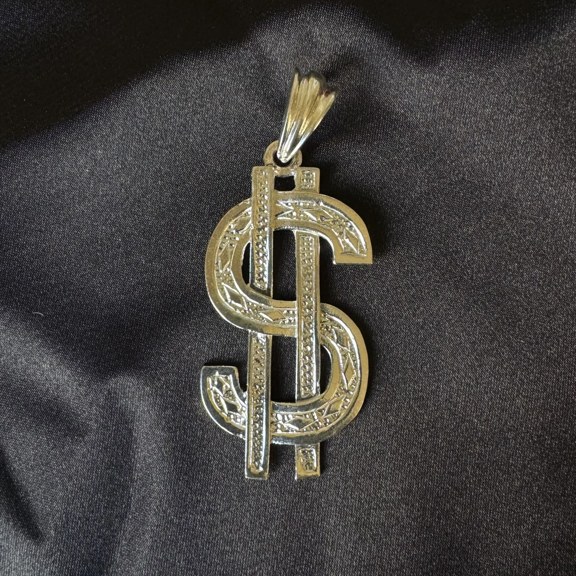 Dollar Sign 925 Sterling Silver Pendant Necklace