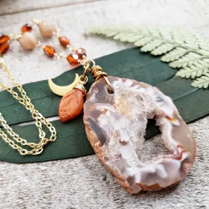 Druzy geode slice necklace