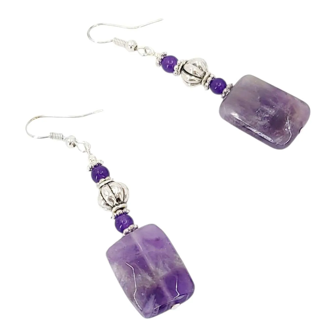 Earrings - Amethyst Rectangle Drops by Tiny Aloha