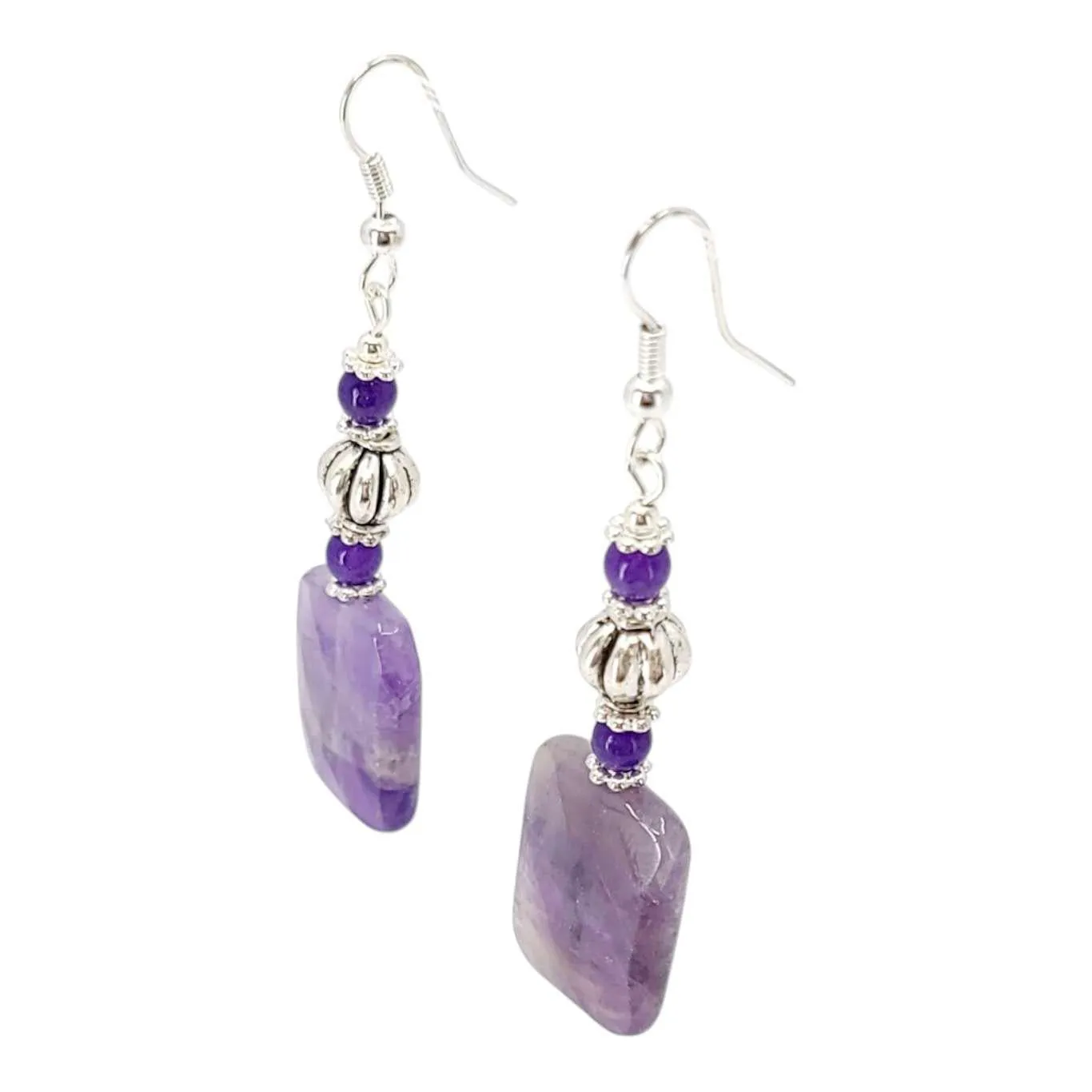 Earrings - Amethyst Rectangle Drops by Tiny Aloha