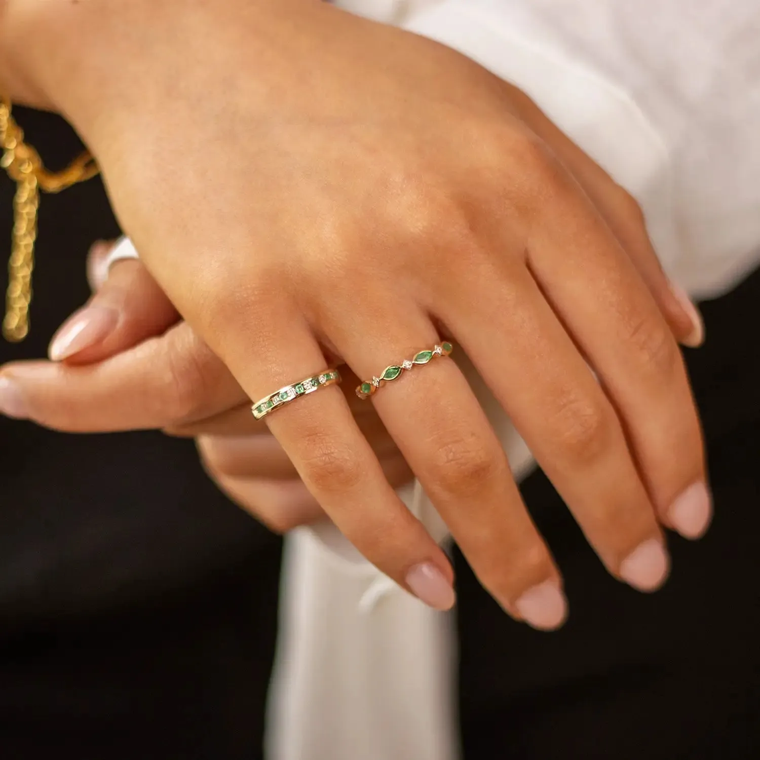 Emerald & Diamond Solid Gold Ring