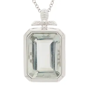 Emerald Green Amethyst Sterling Silver Pendant with Accent