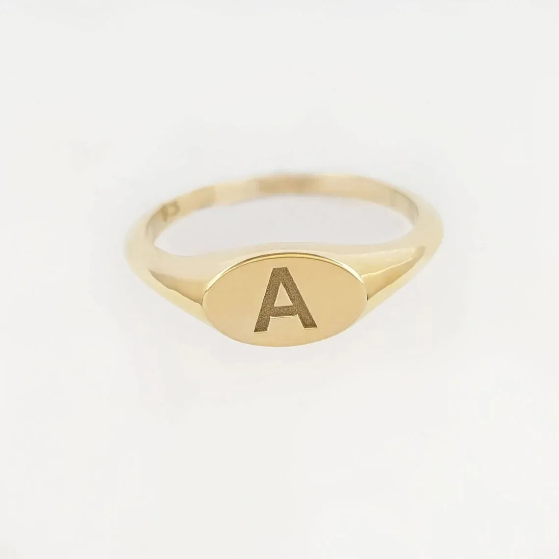 Engraved Initial Oval Signet Ring