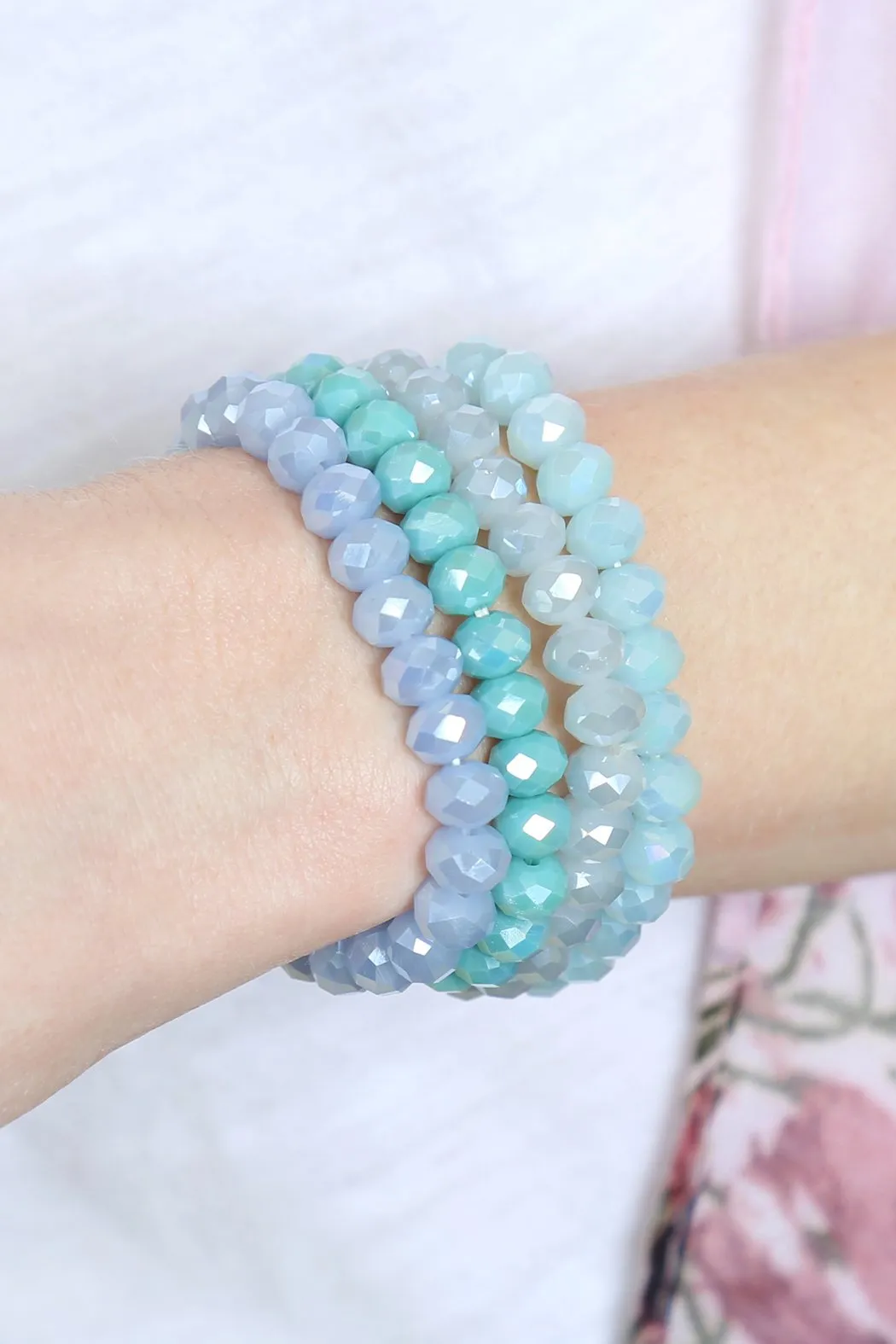 Four Line Crystal Beads Stretch Bracelet