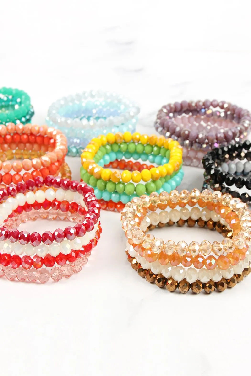 Four Line Crystal Beads Stretch Bracelet