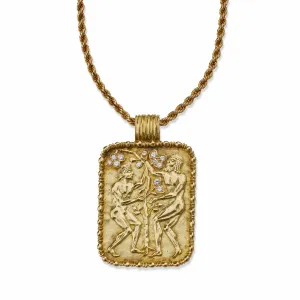 Fred Paris 18K Gold and Diamond Gemini Pendant Necklace